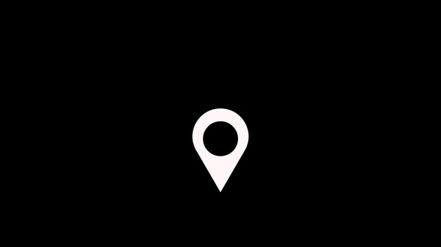 Map pointer icon set with pin symbols for navigation and location markers,on a black background,Tourism and travel concept animation location mark.4k