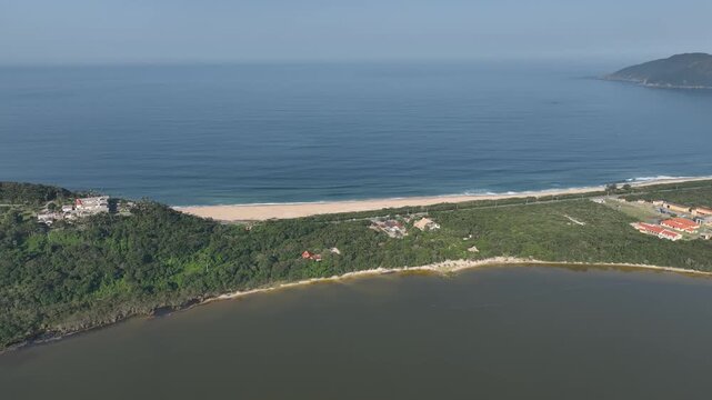 Florianopolis in Santa Catarina. Aerial view, Peri Lagoon and Caldeir&atilde;o Beach.