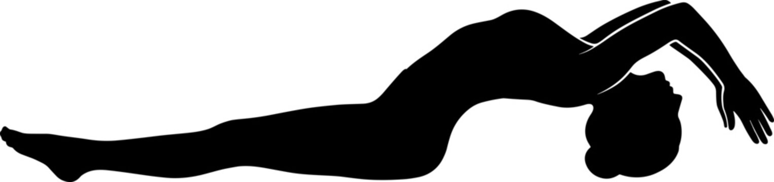 Yoga Fish Pose Silhouette of Woman Practicing Matsyasana Asana for Wellness Fitness Meditation Health and Flexibility Vector Graphic Design