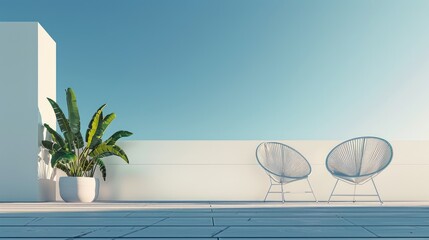 Naklejka premium Tranquil Terrace With Ocean Views