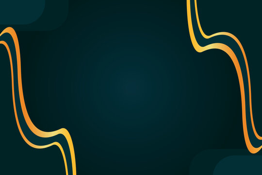 Dark Teal Background with Golden Wavy Lines or vector backdrop wallpaper for presentation