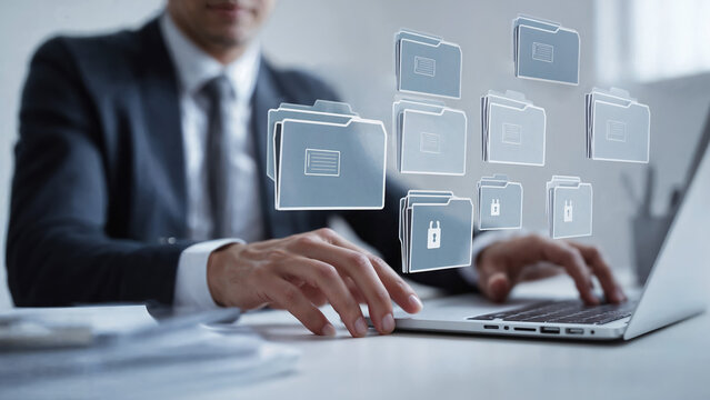 Secure document search and file management on laptop for business workflows