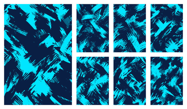Cyan and navy diagonal brush stroke vector pattern in multiple formats. Dynamic grunge abstract background for digital design, branding, posters, social media, web graphics, and modern layouts.