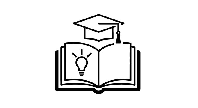 Graduation Cap on Open Book Icon.