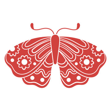 Red butterfly floral pattern