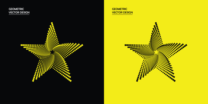 Geometric star pattern vector design with black and yellow backgrounds
