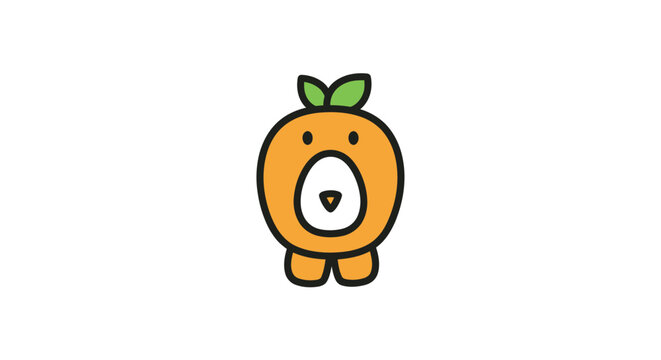 Cartoon orange character with leaves.