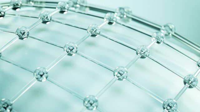 Seamless loop of transparent glass network with light blue background