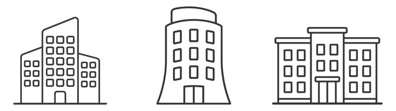 set of business building icons vector illustration on transparent background