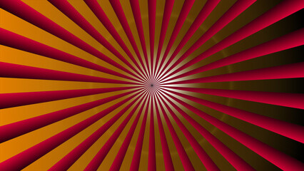 Obraz premium Abstract sunburst pattern with deep red and golden yellow radial stripes radiating from center