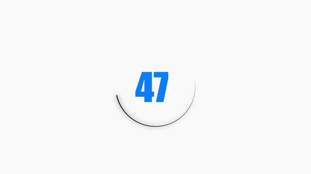 51 seconds countdown timer black color circle animation with transparent white background. Abstract beautiful countdown icon blue from 51 seconds to 0 seconds. 