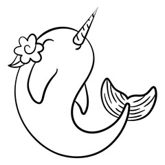 Graceful narwhal with floral accent © Vexels