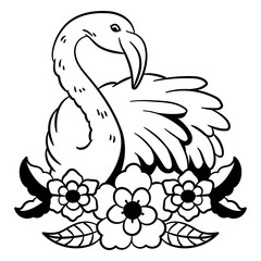 Fototapeta premium Elegant flamingo and floral illustration