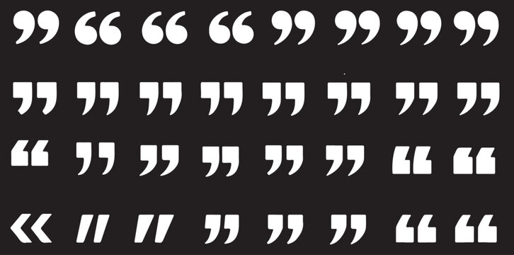 Set of quote mark icons isolated on white background. Quotation marks .Black quotes icon collection