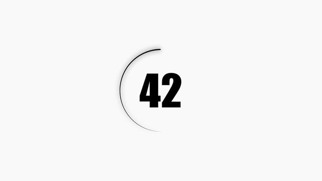 47 seconds countdown timer black color circle animation with transparent white background. Abstract beautiful countdown icon blue from 47 seconds to 0 seconds. 