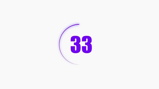 37 seconds countdown timer black color circle animation with transparent white background. Abstract beautiful countdown icon blue from 37 seconds to 0 seconds. 