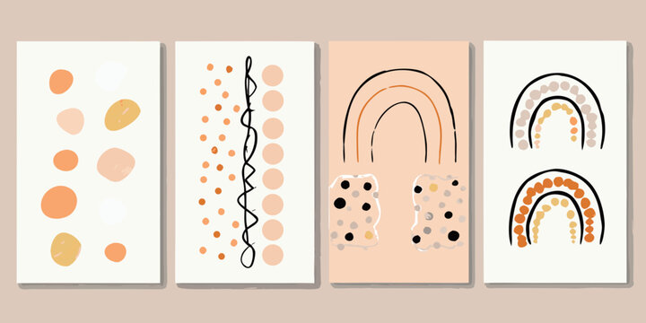 abstract geometric wall art set with colorful shapes