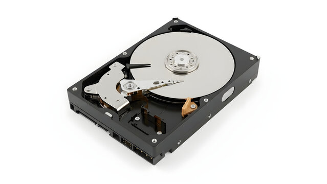 Internal 3.5 inch computer hard disk drive HDD storage component isolated on a clean white background, digital data storage technology