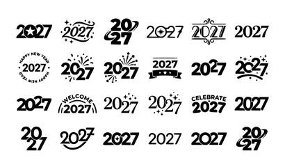 2027 typography logo set black monochrome new year number vector illustration © MdMominul