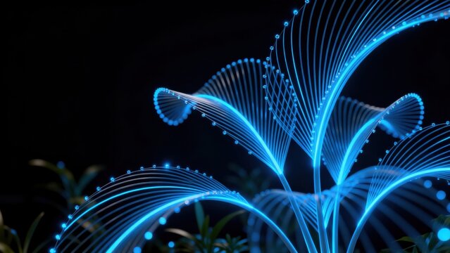 Blue glowing abstract plant design