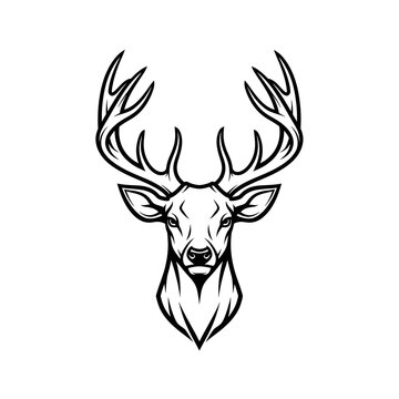 Symmetric deer stag head outline illustration