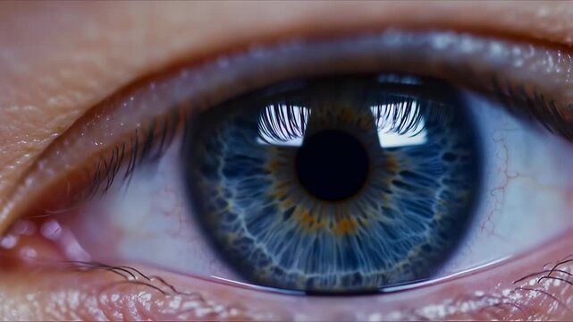 Eye pupil dilation and contraction close up