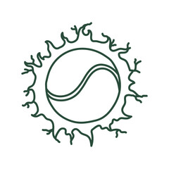 Fototapeta premium Stylized tennis ball with vine-inspired sun rays