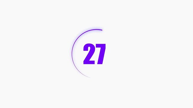 32 seconds countdown timer black color circle animation with transparent white background. Abstract beautiful countdown icon blue from 32 seconds to 0 seconds. 
