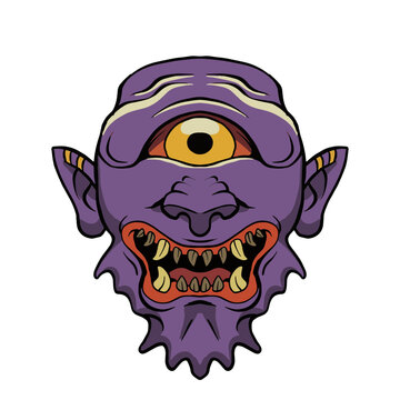 Whimsical one-eyed creature illustration for graphic design