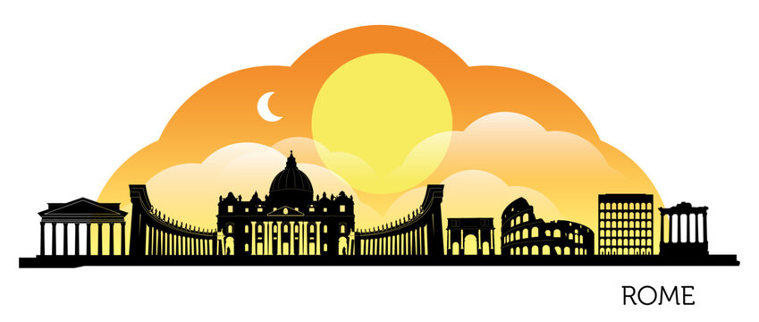 Stunning rome skyline silhouette design