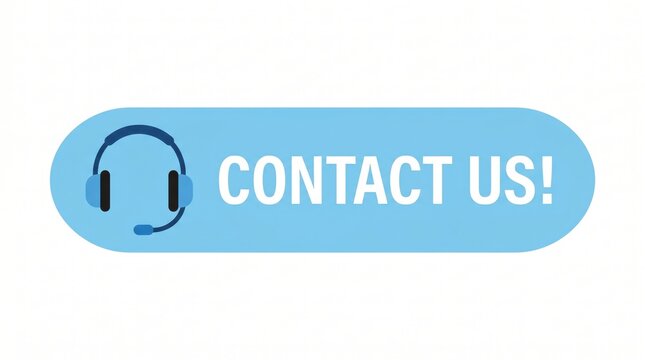 Contact us button with headset icon on blue background