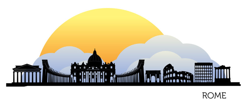 Stylized rome skyline silhouette design