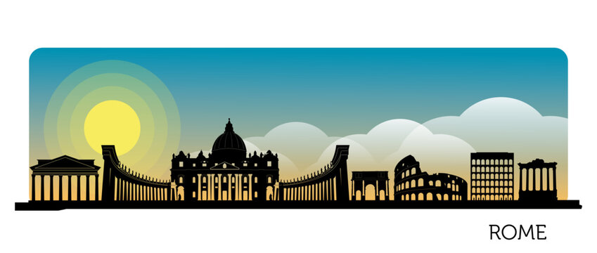 Stylized skyline illustration of rome landmarks