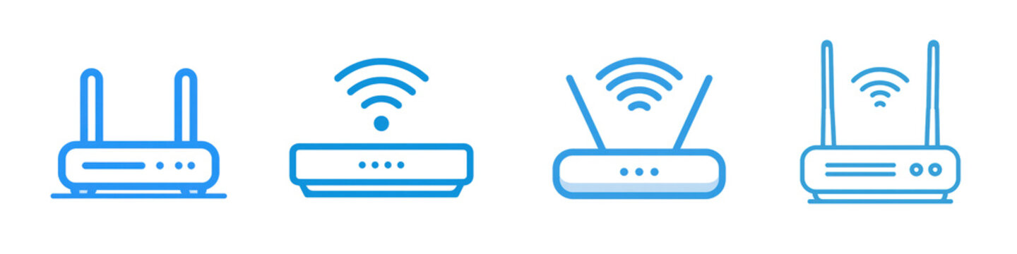 Blue icon Wifi rounter png isolated object background for    connection purpose.