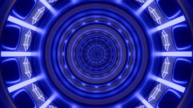 Blue concentric circles with glowing lines and tunnel effect