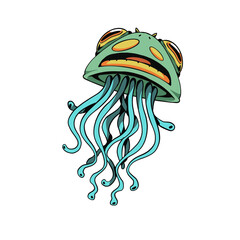 Playful frog jellyfish illustration © Vexels