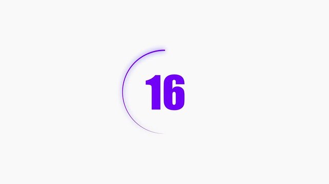 21 seconds countdown timer black color circle animation with transparent white background. Abstract beautiful countdown icon blue from 21 seconds to 0 seconds. 
