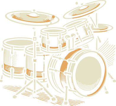 Stylish drum set illustration