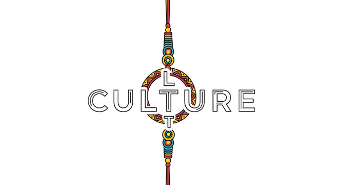 Graphic design logo with the word culture and decorative rakhi elements.