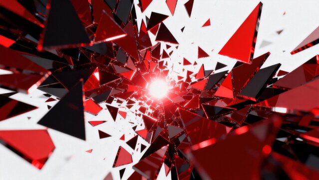 Shattered red and black triangular shards