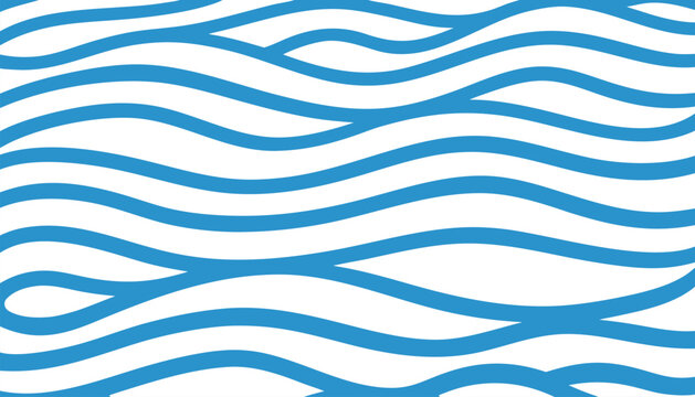 Blue and White Minimalist Nautical Wave Seamless Pattern