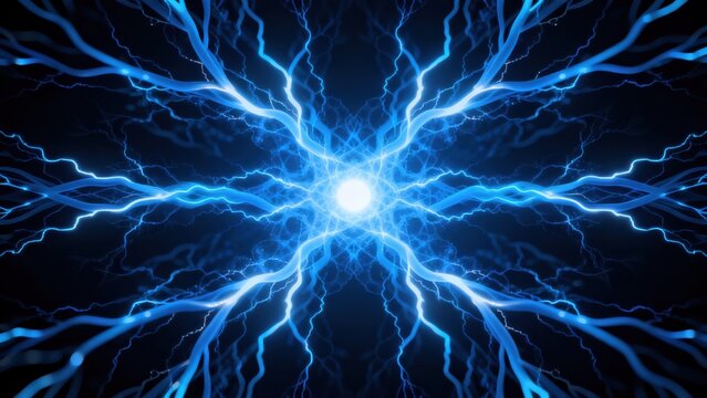 Blue electric lightning bolts
