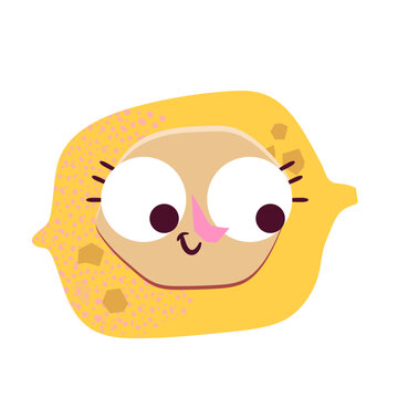 Cute and cheerful lemon character design with playful expression for t-shirt design