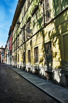 view down Via Giuseppe Verdi in the historic center of Parma, Italy, Europe 