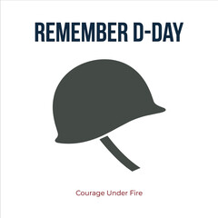 Obraz premium Remember dday, military helmet icon, symbol of courage under fire, world war ii commemoration, veteran memorial, soldier headgear, isolated on white background