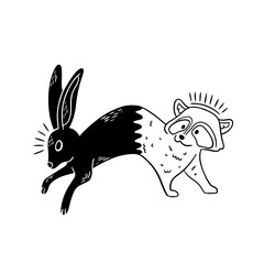 Charming animal duo illustration with whimsical design t-shirt design © Vexels