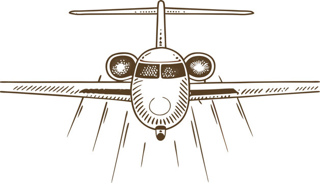 Spraying agricultural crop duster airplane front view illustration for farming and pest control
