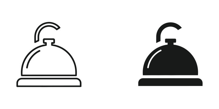 Black and white bellhop call button icons set