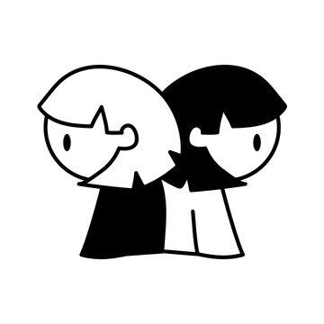 Playful silhouette design of two abstract characters