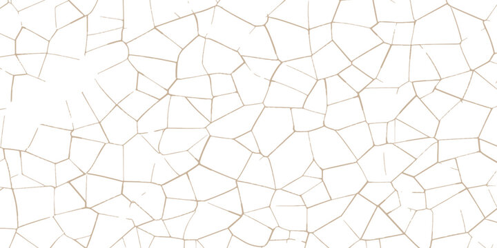 Abstract beige cracked earth surface and dry ground texture fracture mosaic pattern seamless background vector illustration.